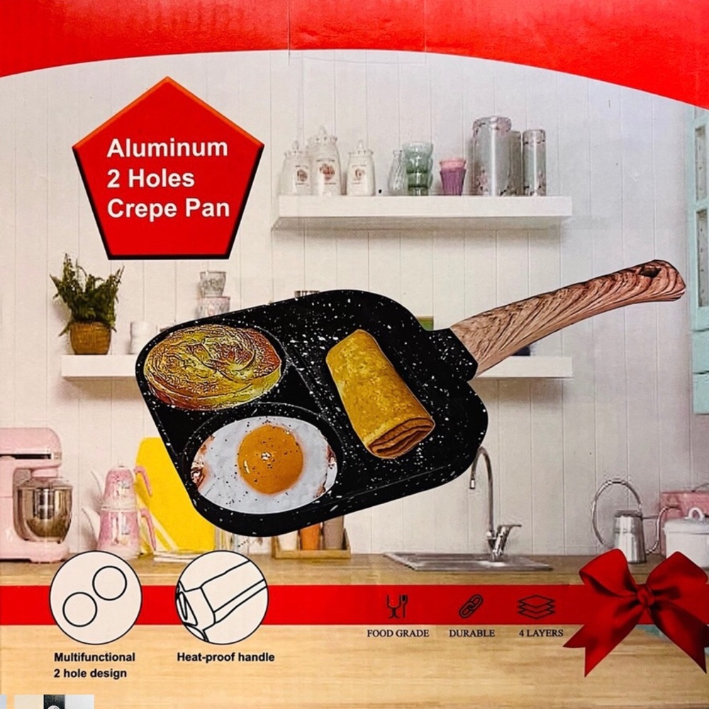 Non-Stick Easy Clean Black Aluminum Cooking Pan with Cool, Wooden Handle NWT